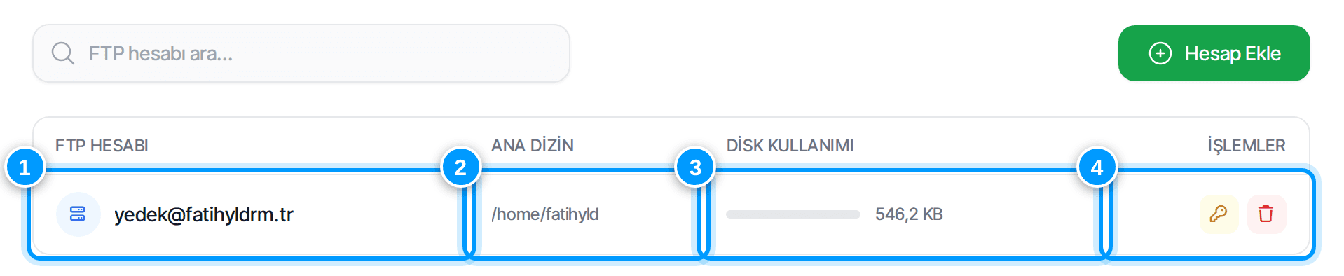 FTP hesapları listesi