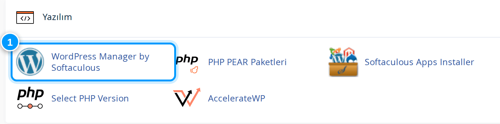 cPanel — Yazılım bölümü